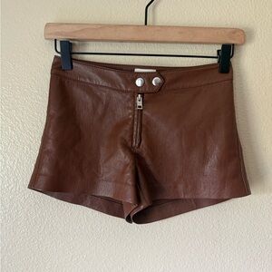 Wilfred Brown High Waist Leather Shorts